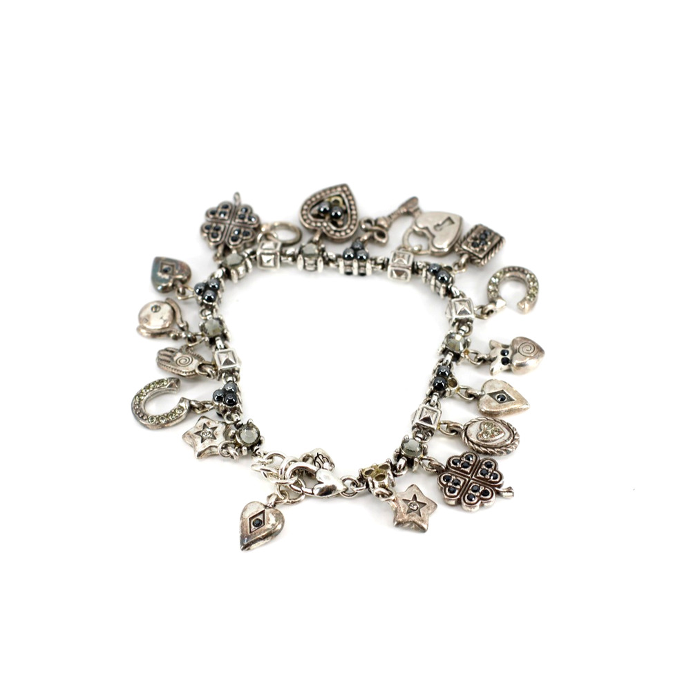 A5 Auth BRIGHTON Survivor Silver Statement Chunky Chain Love Heal Charm Bracelet - Picture 2 of 6